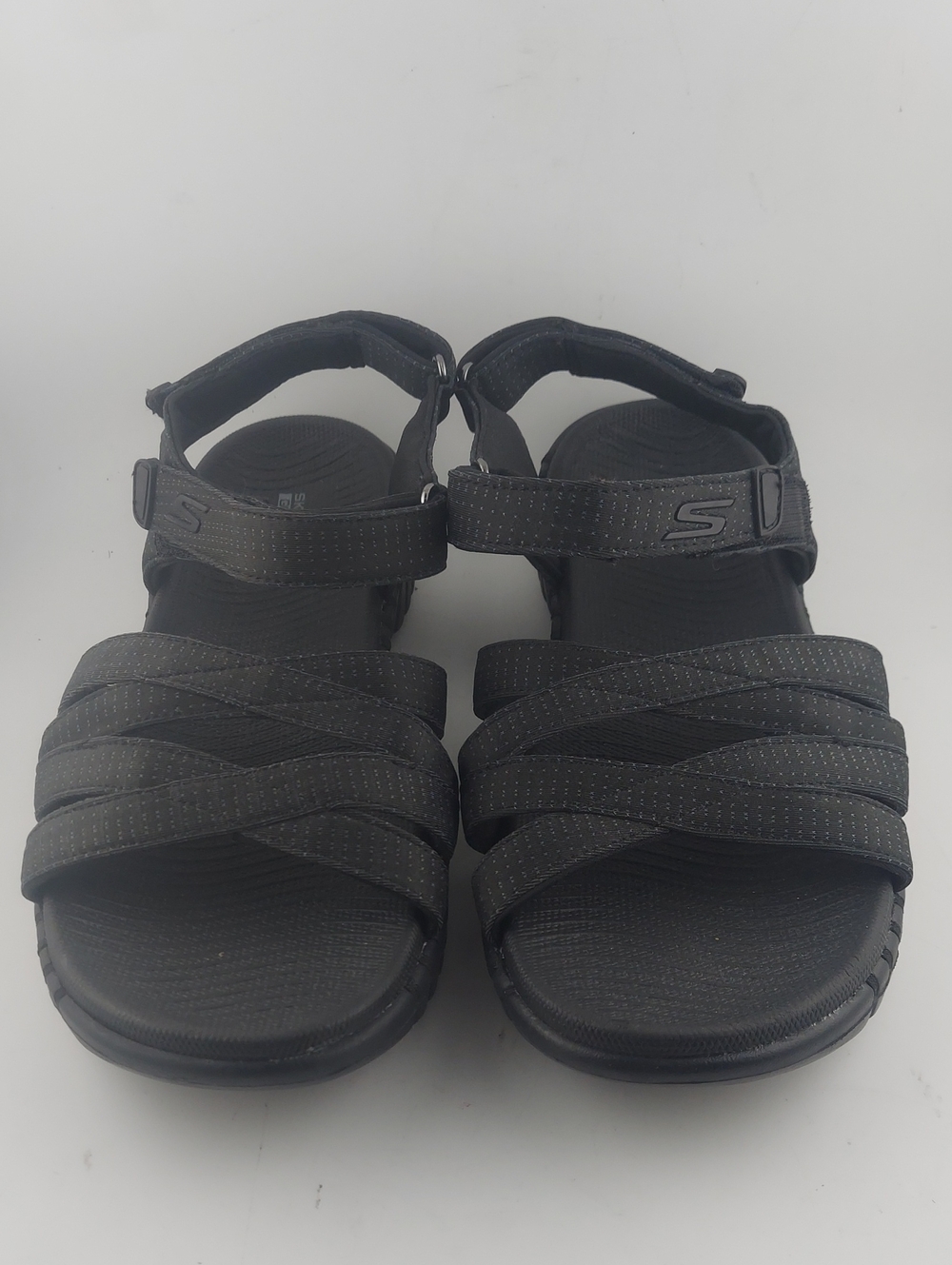 Skechers Womans  Black Strappy Comfort Sandals